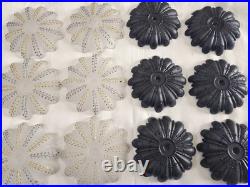 Lot of 12 Vintage 5.5 Frosted Glass Bobeches Painted Flower Design Lamp Parts
