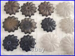 Lot of 12 Vintage 5.5 Frosted Glass Bobeches Painted Flower Design Lamp Parts