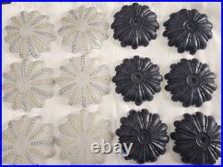 Lot of 12 Vintage 5.5 Frosted Glass Bobeches Painted Flower Design Lamp Parts