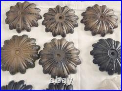 Lot of 12 Vintage 5.5 Frosted Glass Bobeches Painted Flower Design Lamp Parts
