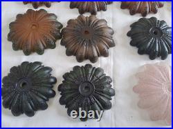 Lot of 12 Vintage 5.5 Frosted Glass Bobeches Painted Flower Design Lamp Parts