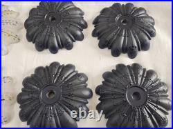 Lot of 12 Vintage 5.5 Frosted Glass Bobeches Painted Flower Design Lamp Parts