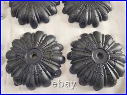 Lot of 12 Vintage 5.5 Frosted Glass Bobeches Painted Flower Design Lamp Parts