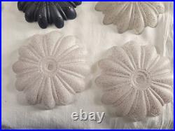 Lot of 12 Vintage 5.5 Frosted Glass Bobeches Painted Flower Design Lamp Parts