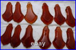 Lot of 15 Large Vintage Amber Glass Chandelier Drops 5 Czech Prism Lamp Parts