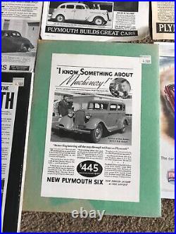 Lot of 18 Vintage Plymouth Magazine Advertisements 1930's 1940 MoPar