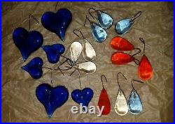 Lot of 18 Vintage glass Prisms / heart, drops CHANDELIER lamp parts