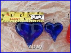 Lot of 18 Vintage hand blown glass Prisms / heart, drops CHANDELIER lamp parts