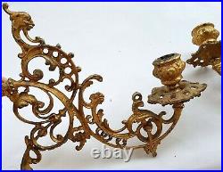 Lot of 2 (Pair) Antique Cast Iron Ornate hanging oil Lamp ARMS parts