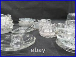 Lot of 45 Antique Lamp Chandelier Glass Bobeches Parts with Crystals