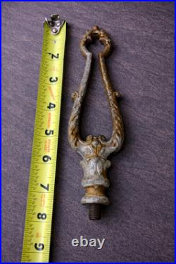 Lot of 5 Antique Victorian Lyre Lamp Finials 7 Ornate Cast Metal Lamp Parts