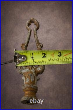 Lot of 5 Antique Victorian Lyre Lamp Finials 7 Ornate Cast Metal Lamp Parts