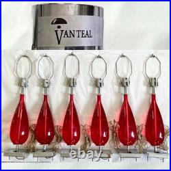 Lot of 6 Vtg Van Teal Table Lamps 27 Red Acrylic Chrome for Parts/Repair READ