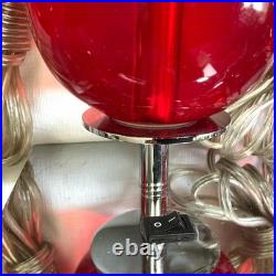Lot of 6 Vtg Van Teal Table Lamps 27 Red Acrylic Chrome for Parts/Repair READ