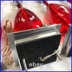 Lot of 6 Vtg Van Teal Table Lamps 27 Red Acrylic Chrome for Parts/Repair READ