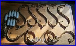 Lot of 8 Vintage Brass Chandelier Arms Parts, Made in Spain Withcandles Antique
