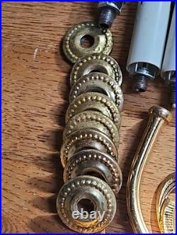 Lot of 8 Vintage Brass Chandelier Arms Parts, Made in Spain Withcandles Antique
