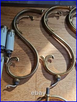 Lot of 8 Vintage Brass Chandelier Arms Parts, Made in Spain Withcandles Antique