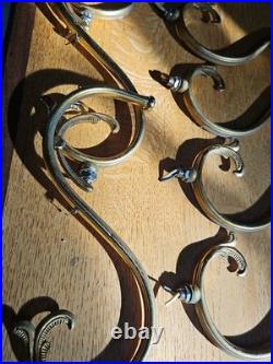Lot of 8 Vintage Brass Chandelier Arms Parts, Made in Spain Withcandles Antique