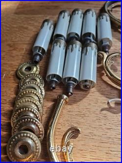 Lot of 8 Vintage Brass Chandelier Arms Parts, Made in Spain Withcandles Antique