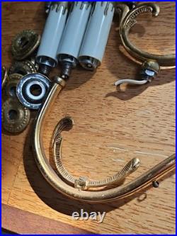 Lot of 8 Vintage Brass Chandelier Arms Parts, Made in Spain Withcandles Antique