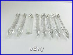 Lot of 8 Vtg/Antique Assorted Lamp Crystal Prism Replacement Parts 6-7 Dangles