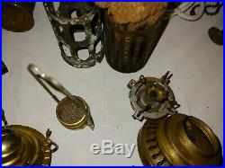 Lot of Antique Vintage Lamp Parts Gas & Electirc Embossed burner Parker B & H