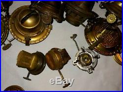 Lot of Antique Vintage Lamp Parts Gas & Electirc Embossed burner Parker B & H
