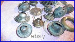 Lot of Various Antique Brass Oil Kerosene Lamp Parts Ring Gallery Flame Spreader