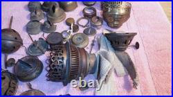 Lot of Various Antique Brass Oil Kerosene Lamp Parts Ring Gallery Flame Spreader Lot of Various Antique Brass Oil Kerosene Lamp Parts Ring Gallery Flame Spreader