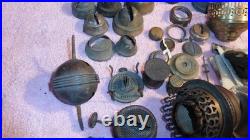 Lot of Various Antique Brass Oil Kerosene Lamp Parts Ring Gallery Flame Spreader