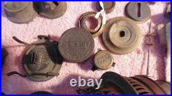 Lot of Various Antique Brass Oil Kerosene Lamp Parts Ring Gallery Flame Spreader