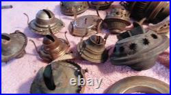 Lot of Various Antique Brass Oil Kerosene Lamp Parts Ring Gallery Flame Spreader