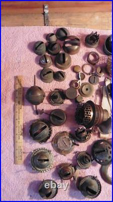 Lot of Various Antique Brass Oil Kerosene Lamp Parts Ring Gallery Flame Spreader