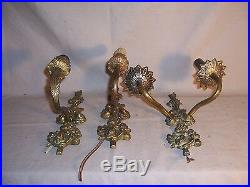 Lot of Vintage Cast Brass Wall Sconce Wall Mount Light Lamp Parts or Repair