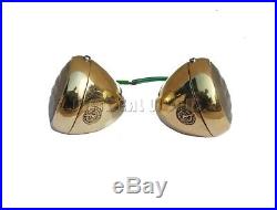 Lucas Repro Vintage Classic Car Side Wing Lamps Pair Heavy Brass Restoration