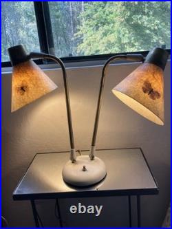 MCM Butterfly Prescolite Swiv-o-Matic Double Gooseneck Lamp With Brass Fittings