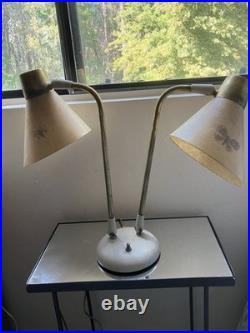 MCM Butterfly Prescolite Swiv-o-Matic Double Gooseneck Lamp With Brass Fittings