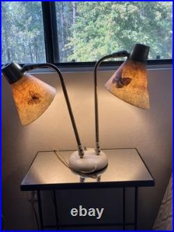 MCM Butterfly Prescolite Swiv-o-Matic Double Gooseneck Lamp With Brass Fittings