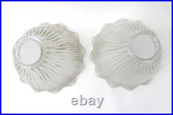 Matching Pair of Vintage Fluted Glass Table Lamp Ruffled Shades Parts Holophane