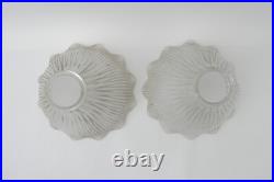 Matching Pair of Vintage Fluted Glass Table Lamp Ruffled Shades Parts Holophane