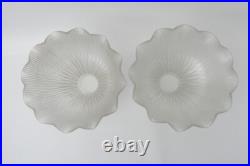 Matching Pair of Vintage Fluted Glass Table Lamp Ruffled Shades Parts Holophane