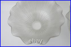 Matching Pair of Vintage Fluted Glass Table Lamp Ruffled Shades Parts Holophane Matching Pair of Vintage Fluted Glass Table Lamp Ruffled Shades Parts Holophane
