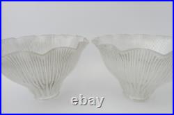 Matching Pair of Vintage Fluted Glass Table Lamp Ruffled Shades Parts Holophane