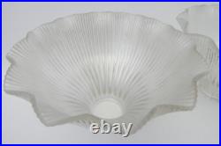 Matching Pair of Vintage Fluted Glass Table Lamp Ruffled Shades Parts Holophane
