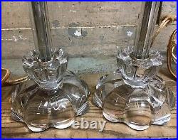 Matching Vintage Art Deco Clear Glass Boudoir Table Lamps Parts / Repair