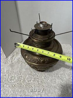 Miller Lamp Co. Embossed Nickle Oil Kerosene Table Hanging Lamp Font Pat. 1892