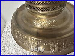 Miller Lamp Co. Embossed Nickle Oil Kerosene Table Hanging Lamp Font Pat. 1892