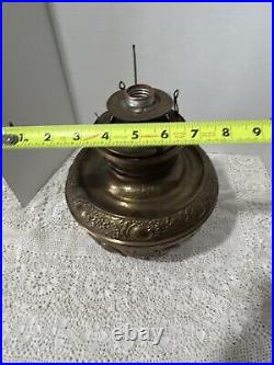 Miller Lamp Co. Embossed Nickle Oil Kerosene Table Hanging Lamp Font Pat. 1892