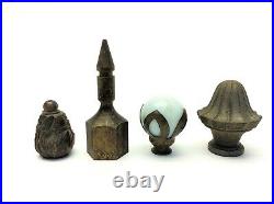 Mixed Antique Lot Old Lamp Finials Tops Toppers Hardware Parts Glass Ball Marble